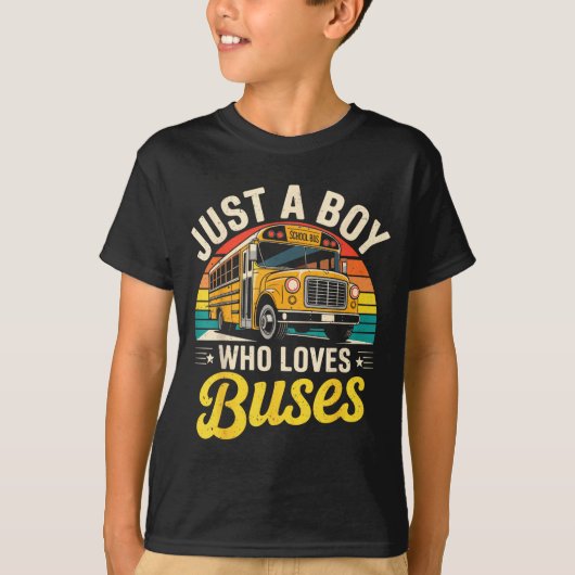 Just A Boy Who Loves Buses School Bus Driver Costu Tシャツ (正面)