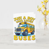 Just A Boy Who Loves Buses School Bus Lover Kids B カード (黄色い花)