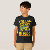 Just A Boy Who Loves Buses School Bus Tシャツ (正面フル)