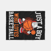 Just A Boy Who Loves Bysketbyll - Player Hoops フリースブランケット (正面(横))