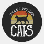 Just A Boy Who Loves Cats ラウンドシール (正面)
