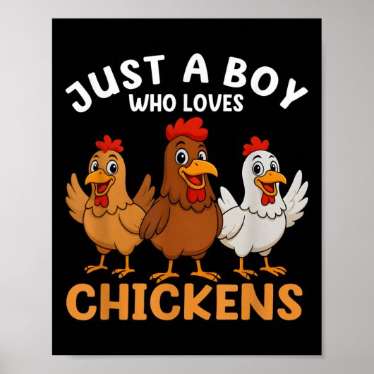 Just A Boy Who Loves Chickens Kids Boys Chicken ポスター (正面)