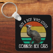 Just A Boy Who Loves Cornish Rex Cats キーホルダー (正面)