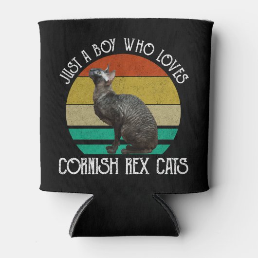 Just A Boy Who Loves Cornish Rex Cats 缶クーラー (正面)