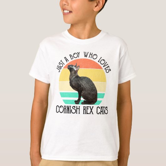 Just A Boy Who Loves Cornish Rex Cats Tシャツ (正面)