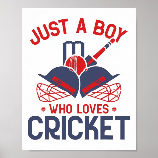 Just A Boy Who Loves Cricket - Funny Cricket Playe ポスター (正面)