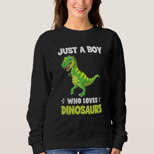Just A Boy Who Loves Dinosaurs Rawr Rex Dinosaur スウェットシャツ (正面)