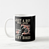 Just A Boy Who Loves Dirt Bikes American Flag Moto コーヒーマグカップ (左)