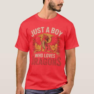 Just a Boy Who Loves Dragons Cool Medieval Dragon  Tシャツ