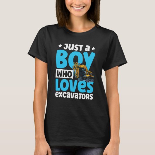 Just a Boy Who Loves Excavators Construction Excav Tシャツ (正面)