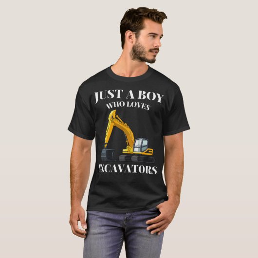 Just A Boy Who Loves Excavators Construction Vehic Tシャツ (正面フル)