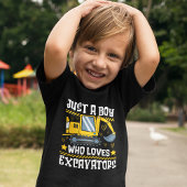 Just a Boy Who Loves Excavators –Kids Construction Tシャツ