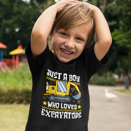 Just a Boy Who Loves Excavators –Kids Construction Tシャツ