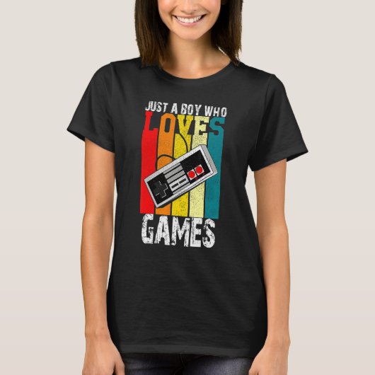 Just A Boy Who Loves Gaming  Video Game Player 1 Tシャツ (正面)