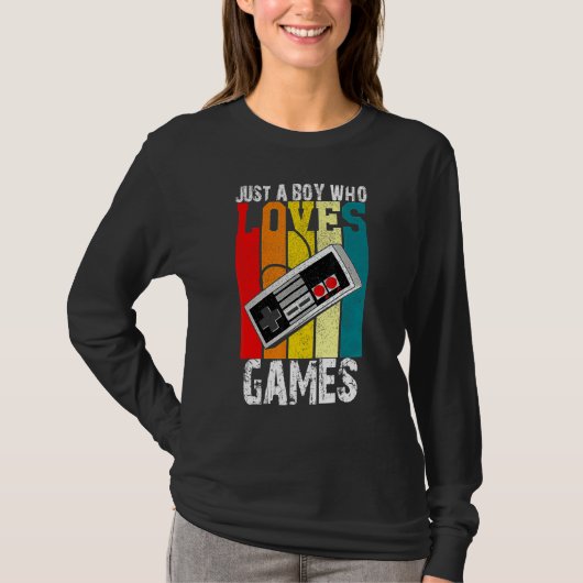 Just A Boy Who Loves Gaming  Video Game Player 1 Tシャツ (正面)