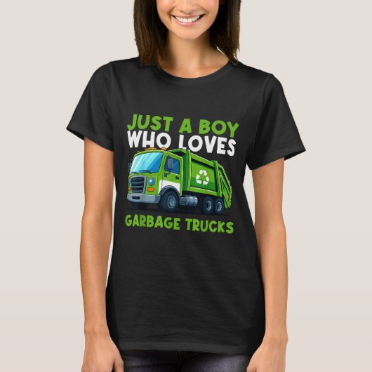 Just A Boy Who Loves Garbage Truck Traruck Boys Ki Tシャツ (正面)