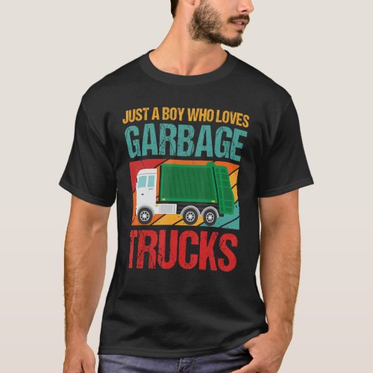 Just A Boy Who Loves Garbage Trucks Funny Garbage  Tシャツ (正面)