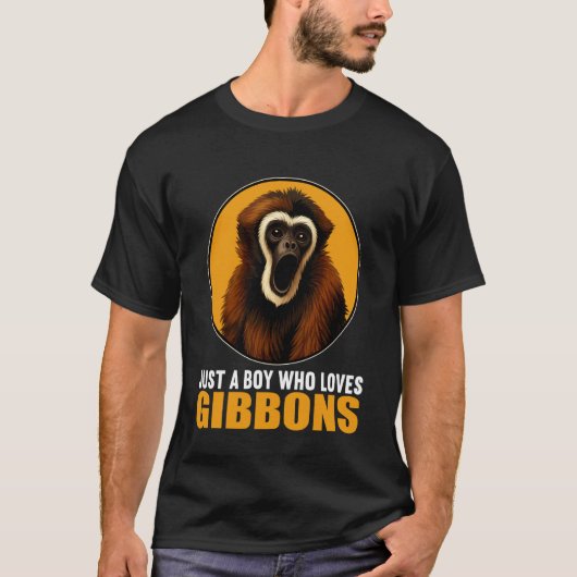 Just a Boy who Loves Gibbons Gibbon Tシャツ (正面)