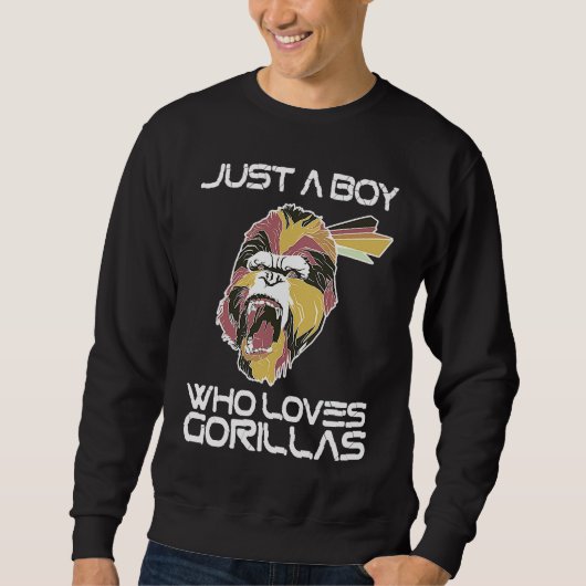 Just A Boy Who Loves Gorillas Largest Primate Gori スウェットシャツ (正面)