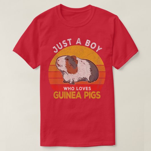 Just A Boy Who Loves Guinea Pigs Lover Wheek Retro Tシャツ (デザイン正面)