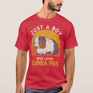 Just A Boy Who Loves Guinea Pigs Lover Wheek Retro Tシャツ