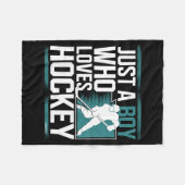 Just A Boy Who Loves Hockey フリースブランケット (正面(横))