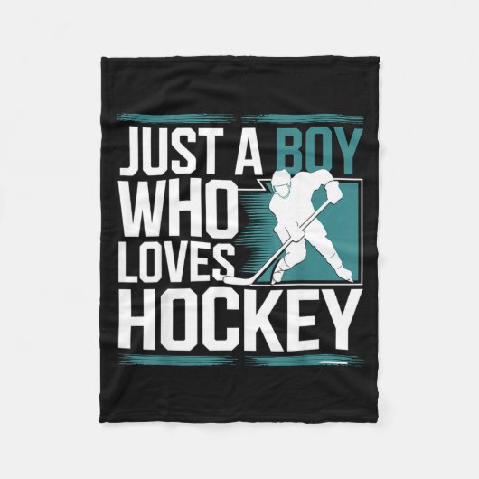 Just A Boy Who Loves Hockey フリースブランケット (正面)
