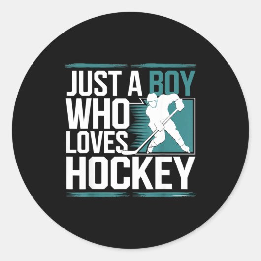 Just A Boy Who Loves Hockey  ラウンドシール (正面)