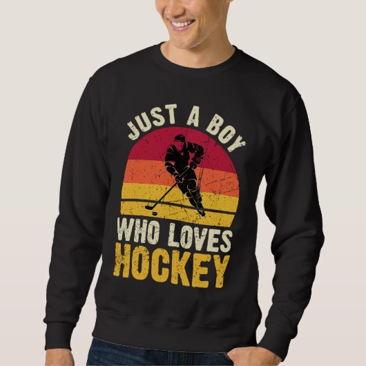 Just A Boy Who Loves Hockey  Ice Hockey Frisbee スウェットシャツ (正面)