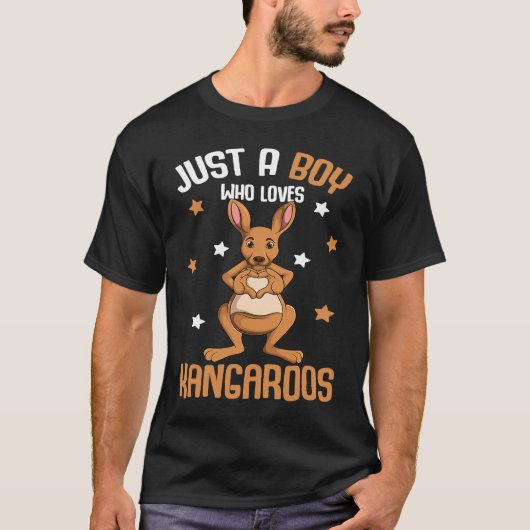 Just a Boy who loves Kangaroos Kids Boys Kangaroo Tシャツ (正面)