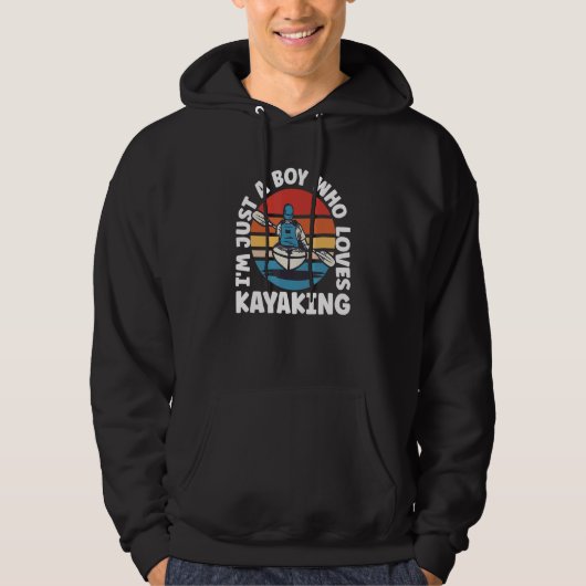 Just a Boy Who Loves Kayaking Kayak Apparel Paddli パーカ (正面)