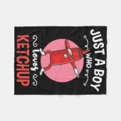 Just A Boy Who Loves Ketchup  フリースブランケット (正面(横))
