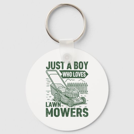 Just A Boy Who Loves Lawn Mowers Lawn Garden  キーホルダー (正面)