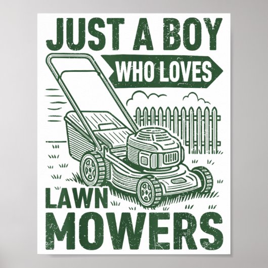 Just A Boy Who Loves Lawn Mowers Lawn Garden ポスター (正面)