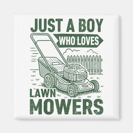Just A Boy Who Loves Lawn Mowers Lawn Garden  マグネット (正面)
