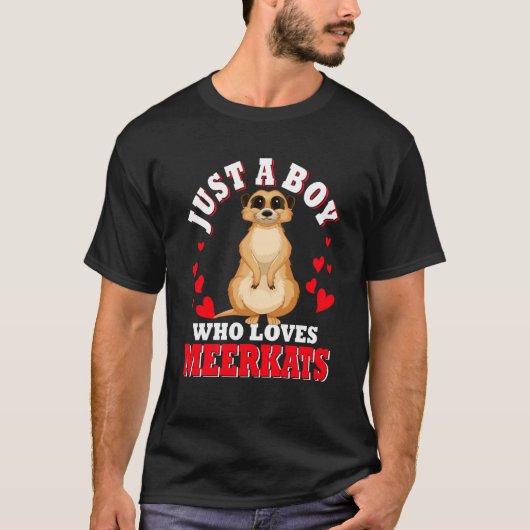 Just A Boy Who Loves Meerkats Valentine's Hearts C Tシャツ (正面)