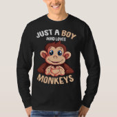 Just A Boy Who Loves Monkeys Boys Kids Monkey Tシャツ (正面)