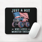 Just A Boy Who Loves Monster Trucks American Flag  マウスパッド (マウス)