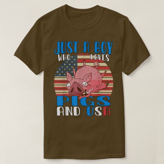 Just A Boy Who Loves Pigs And Usa 3410 Tシャツ (デザイン正面)