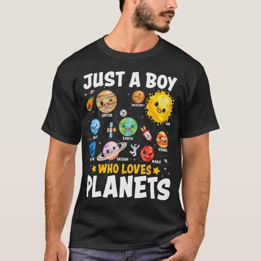 Just A Boy Who Loves Planets Astrology Space Solar Tシャツ (正面)