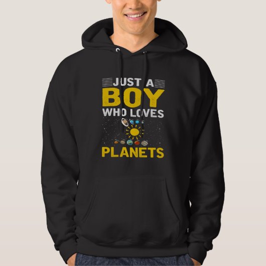 Just A Boy Who Loves Planets I Astronomy パーカ (正面)