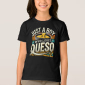 Just a Boy Who Loves Queos -おもしろい・チーズ愛好家 トライブレンドＴシャツ (正面)