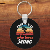 Just A Boy Who Loves Skiing Kids Skiing Boys キーホルダー (正面)