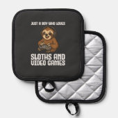 Just A Boy Who Loves Sloths and Video Games Gamer  鍋敷き (正面/裏面)