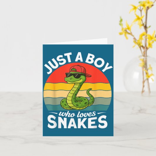 Just A Boy Who Loves Snakes Funny Snake Reptile Ki カード (黄色い花)