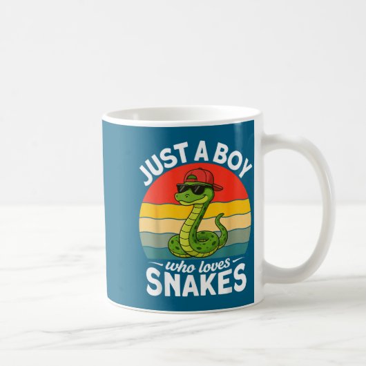 Just A Boy Who Loves Snakes Funny Snake Reptile Ki コーヒーマグカップ (右)