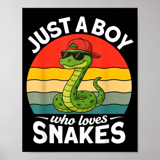 Just A Boy Who Loves Snakes Funny Snake Reptile Ki ポスター (正面)