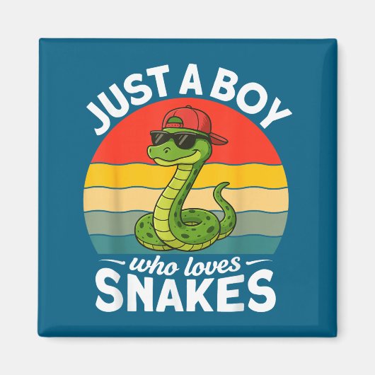 Just A Boy Who Loves Snakes Funny Snake Reptile Ki マグネット (正面)