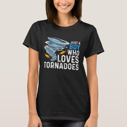 Just A Boy Who Loves Tornadoes Storm Weather Chase Tシャツ (正面)
