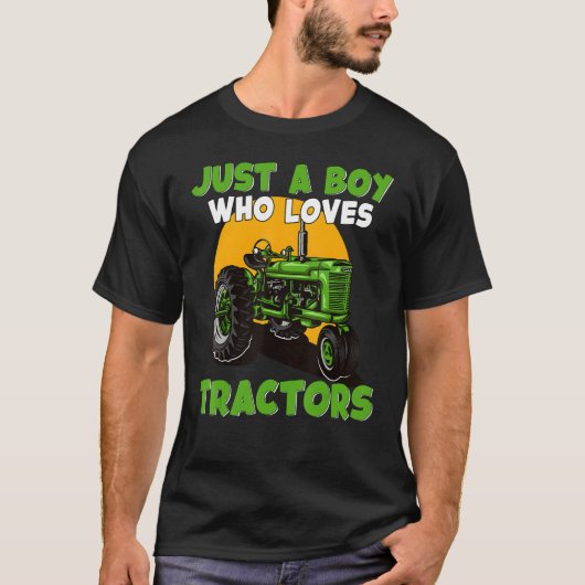 Just A Boy Who Loves Tractors Farm Life Tシャツ (正面)
